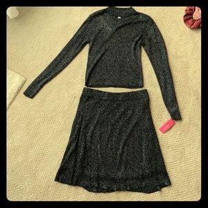 Black and Silver Sweater and Skirt Set